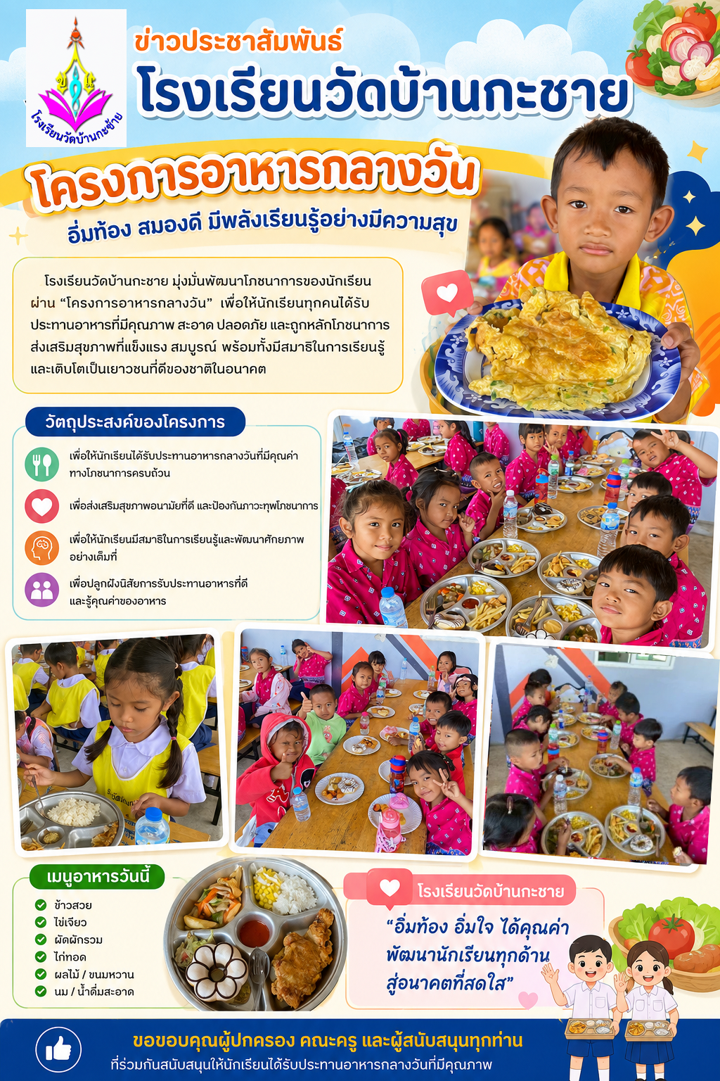 อาหารกลางวันโรงเรียนวัดบ้านกะชาย